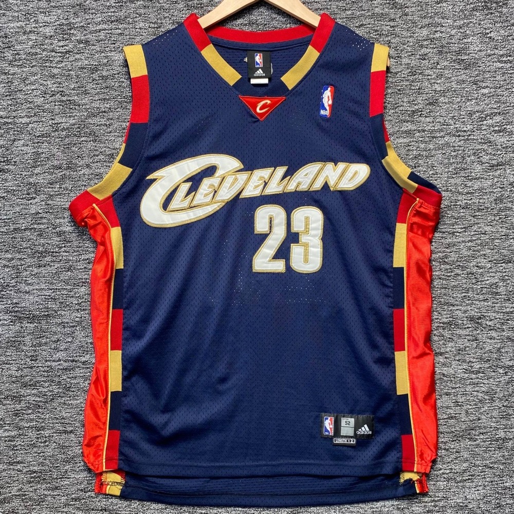 VTG Adidas LeBron James Cleveland Cavaliers Authentic Jersey Mens 52 2XL Navy